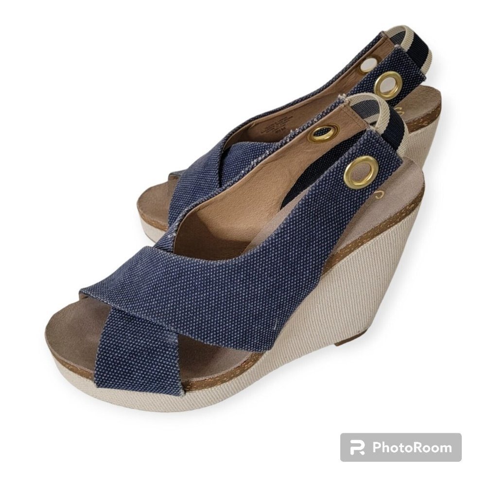 Splendid Blue Textile Wedges Size 8.5 US